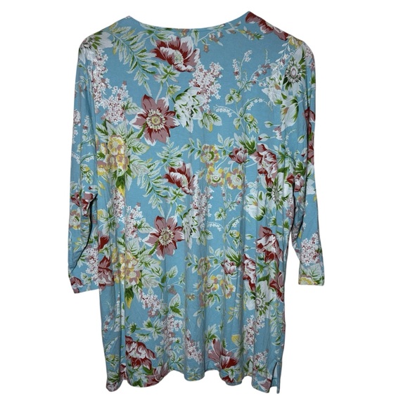 Belle by Kim Gravel Top Blouse Womens Large Floral Cottage Embroidered Knit Blue - Picture 2 of 10